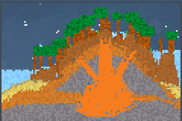 volcano island Pixel Art