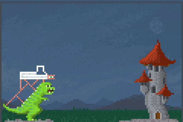 T.Rex with gun2 Pixel Art