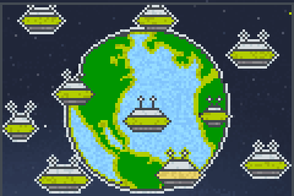 wen aliens atak Pixel Art