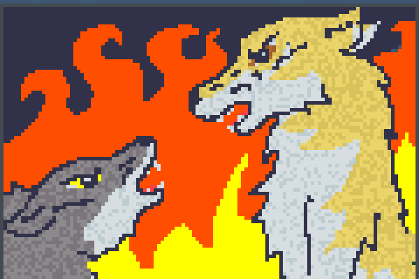 Wolfs Fight Pixel Art