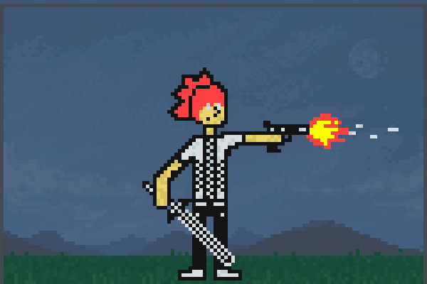 Sword Guy w gun Pixel Art