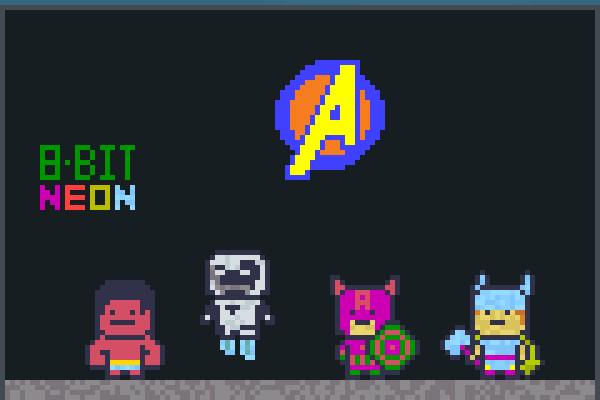 neon avengers Pixel Art