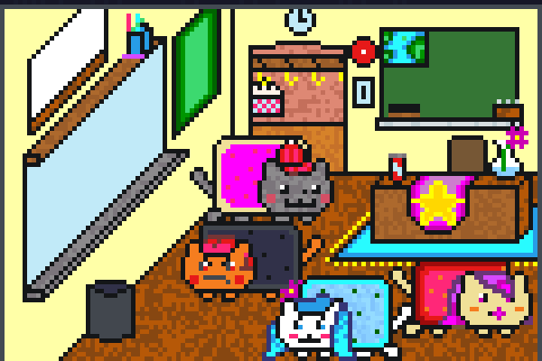 Nyan at school Pixel Art