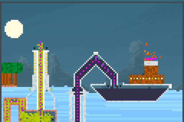 ocean oil rig Pixel Art