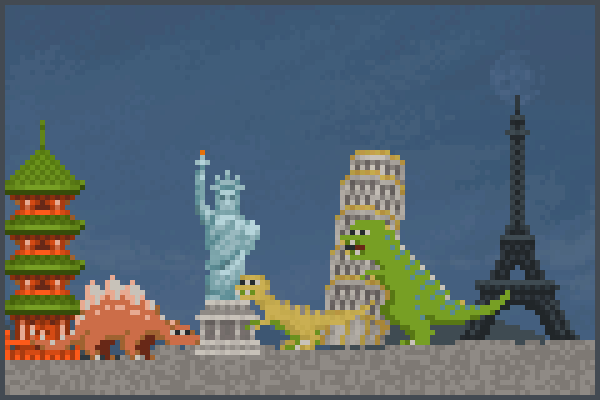 Dinos in world Pixel Art