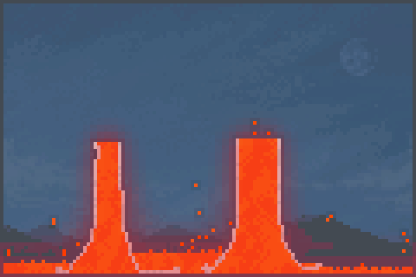 twin volcanos  Pixel Art