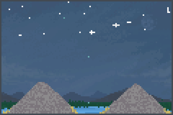 agua e montanha Pixel Art