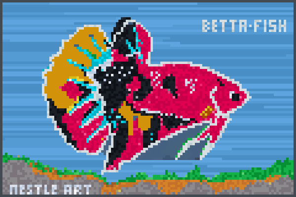  ikan cupang Pixel Art