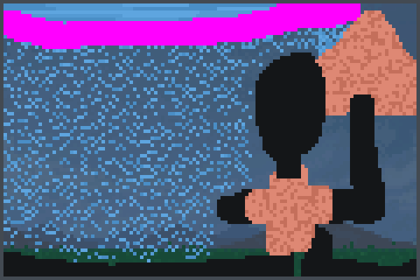 Person in rain Pixel Art