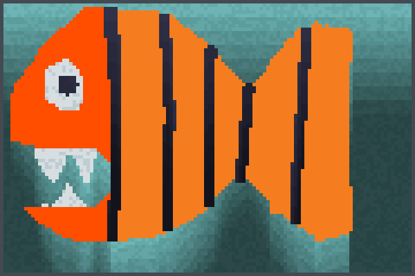 fish with sharp Pixel Art