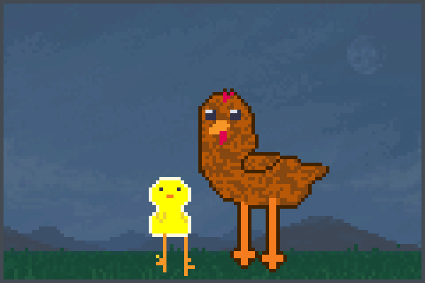 pollo y gallina Pixel Art