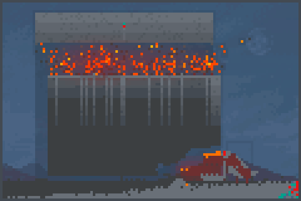 box on fire Pixel Art