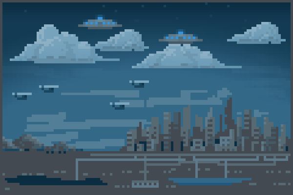 City Vs UFO Pixel Art