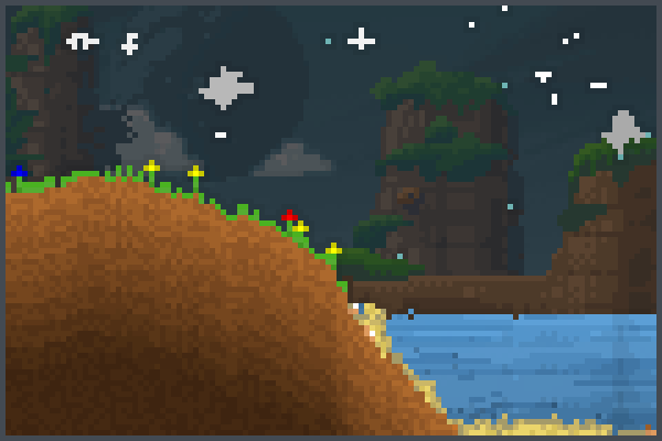 Land And Water. Pixel Art