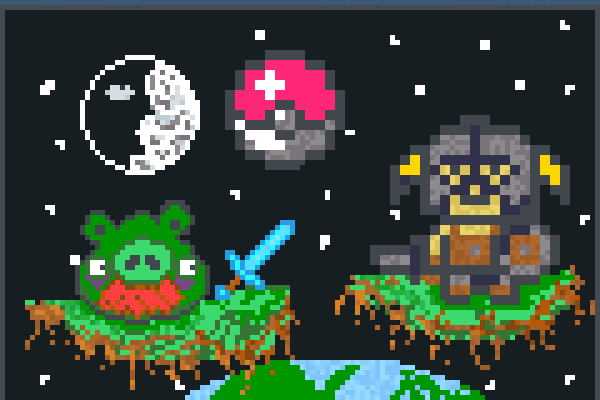 Dovah and pig. Pixel Art