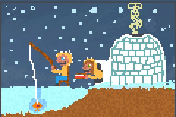 Calm Ice Lake Pixel Art