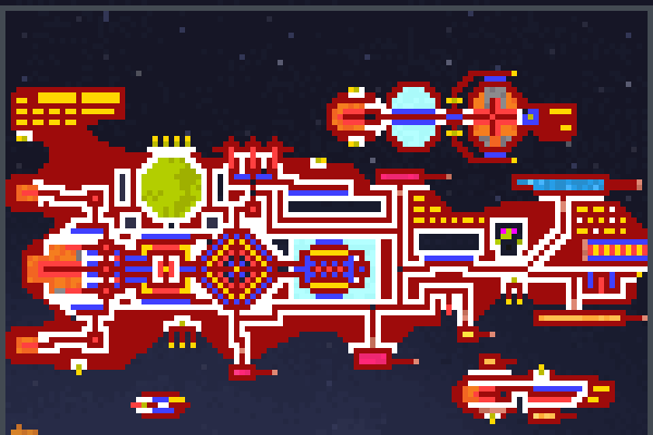 red allien ship Pixel Art