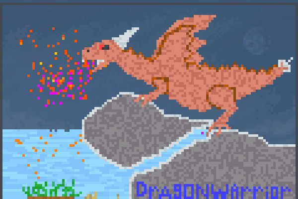 dragon on a rok Pixel Art