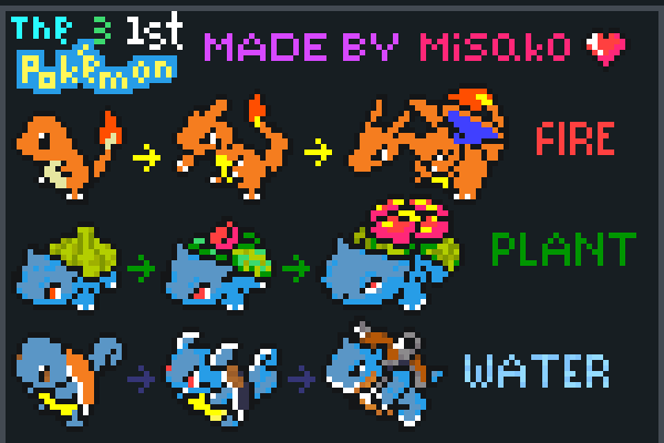 1st 3 Pokemons Pixel Art